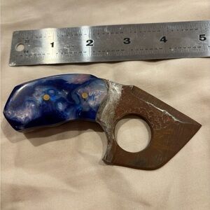 Custom Blue Resin Handle Knife